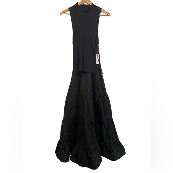 NWT Brochu Walker Rayne Mixed Media Sleeveless Mock Neck Top Tiered Maxi Dress - Picture 2 of 7